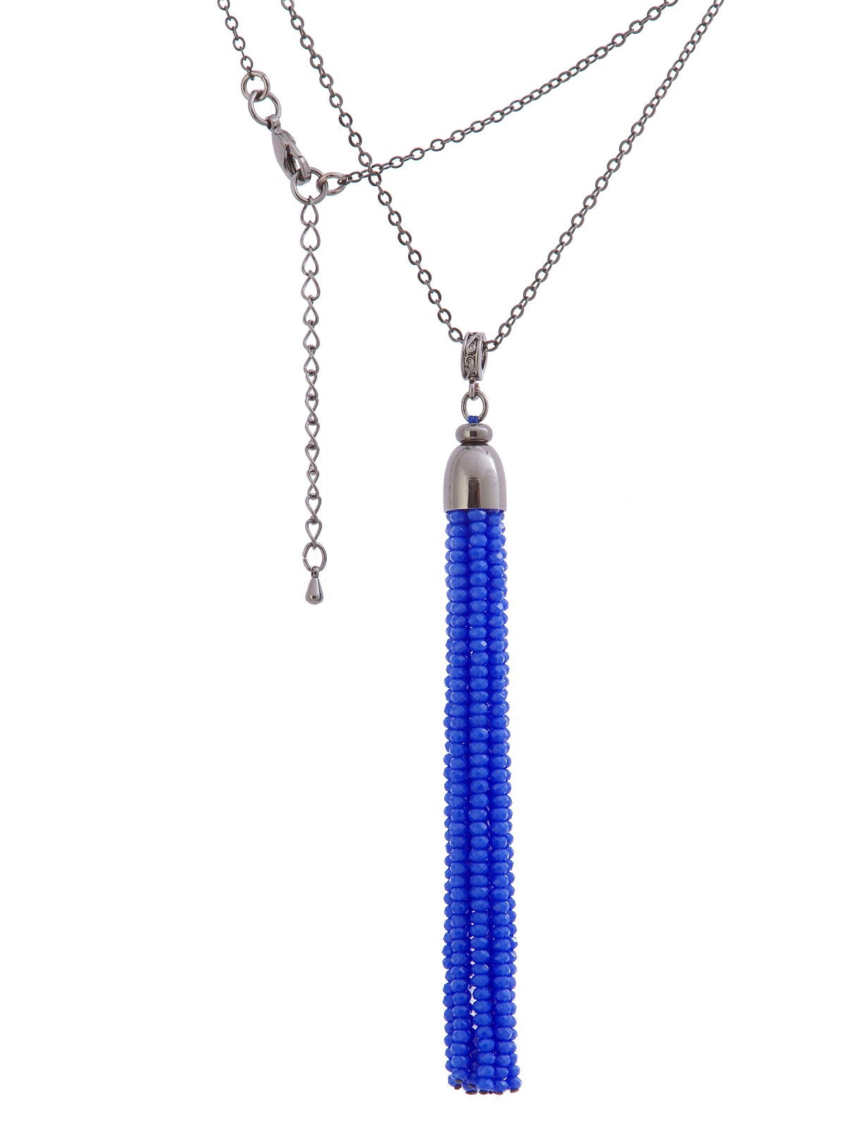 фото Колье/ожерелье бижутерное ЖемАрт с339А-55, Кварц, Бижутерный сплав, синий, серебристый