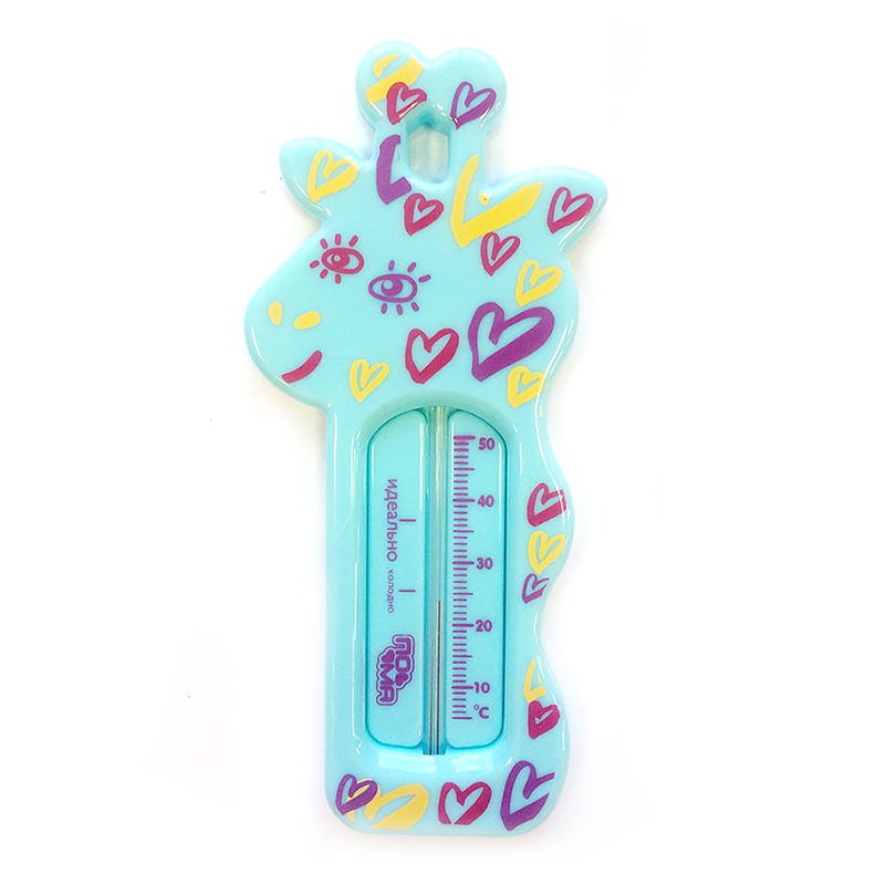 фото Комнатный термометр ПОМА Индикатор температуры воды для ванны "Жираф" 1 шт., 917г голубой