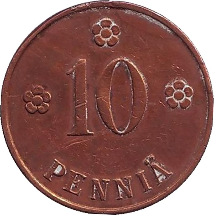 Монета номиналом 10 пенни. Финляндия, 1927