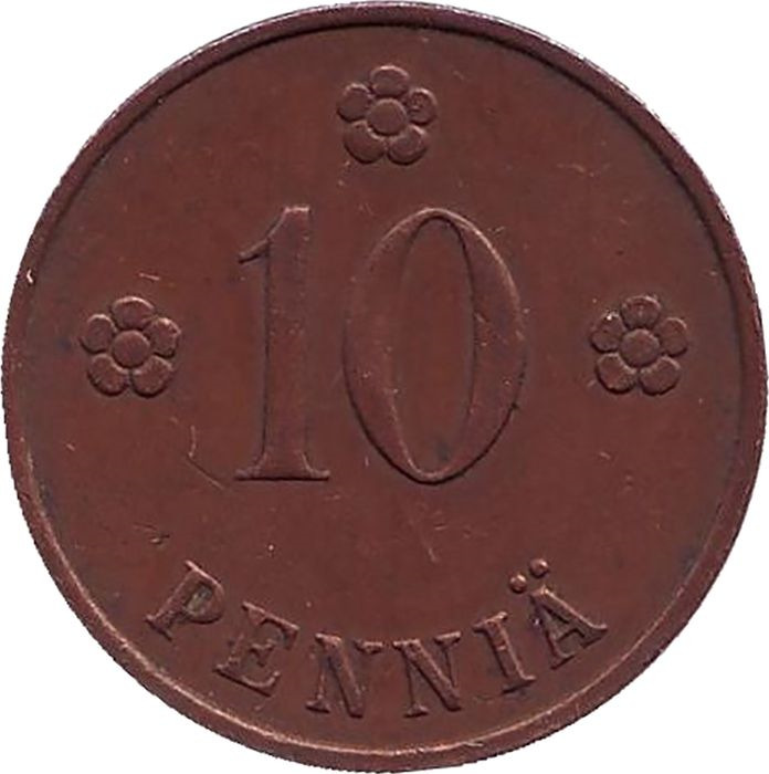 Монета номиналом 10 пенни. Финляндия, 1935