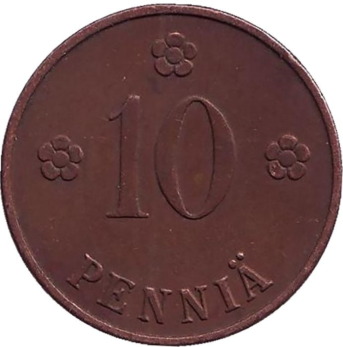 Монета номиналом 10 пенни. Финляндия, 1926