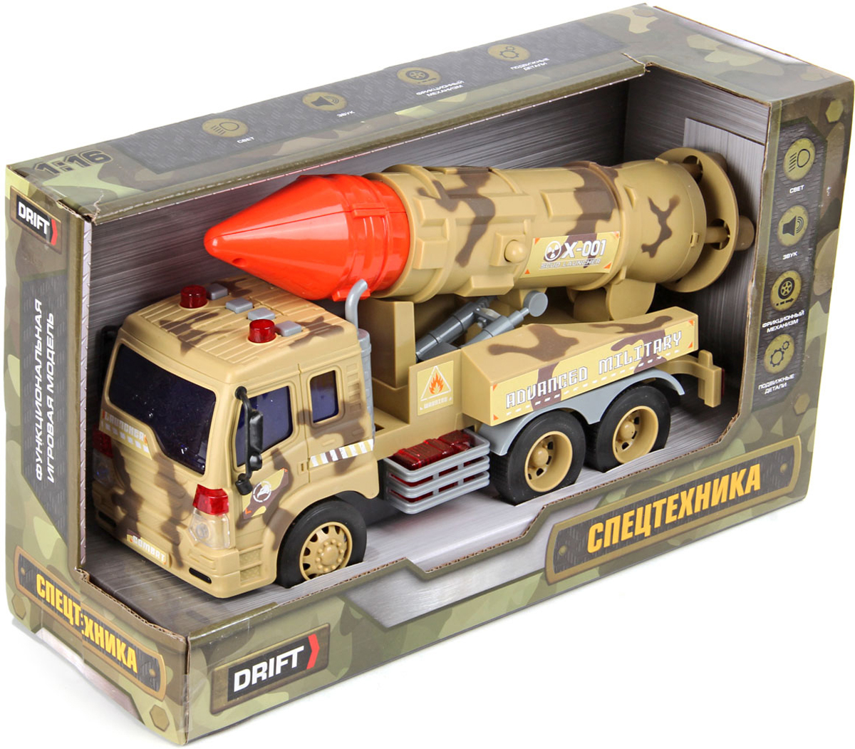 фото Спецтехника фрикционная Drift Military Desert Missile Vehicle, 1:16, 70799