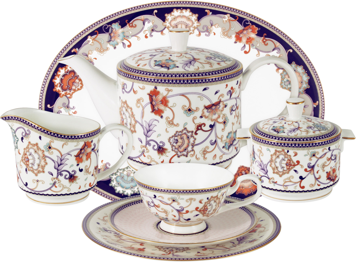 фото Сервиз чайный Anna Lafarg Emily "Королева Анна", AL-M1929/40-E9, белый, сиреневый, 40 предметов