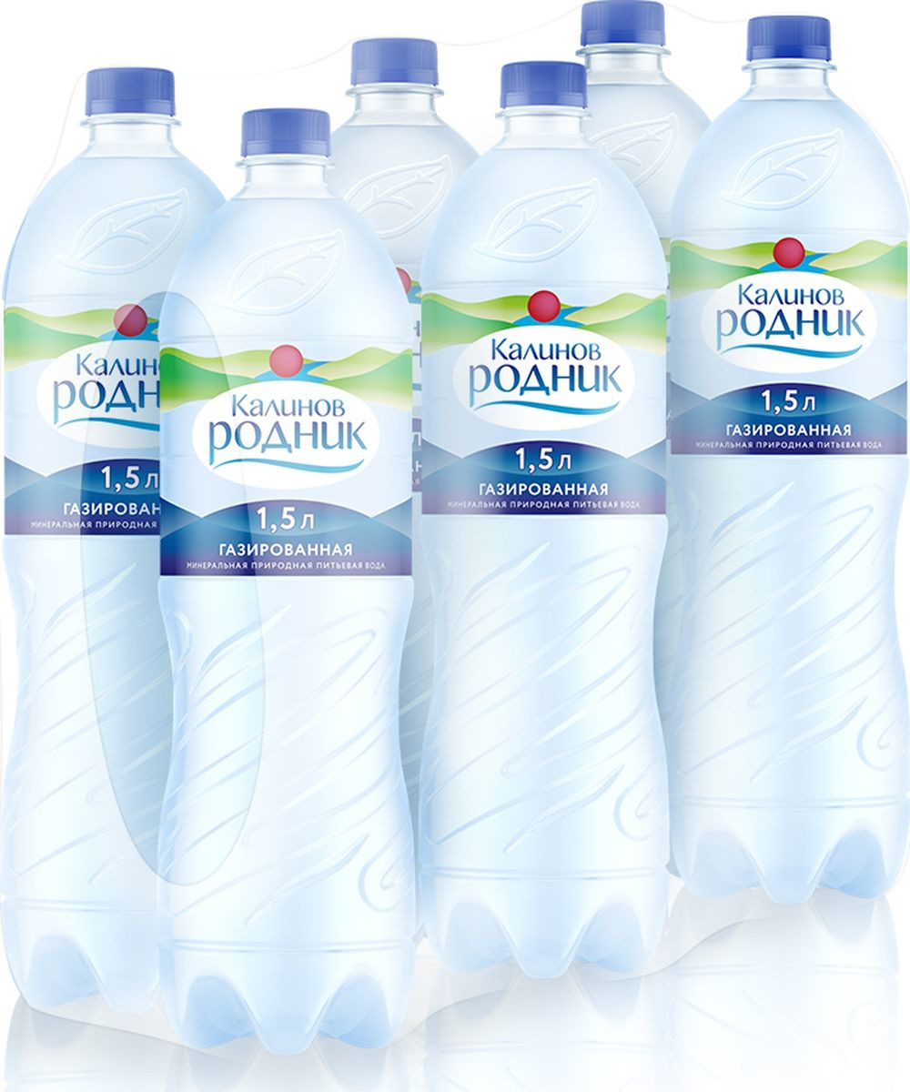 Вода Калинов Родник минеральная питьевая газированная, 6 шт по 1,5 л