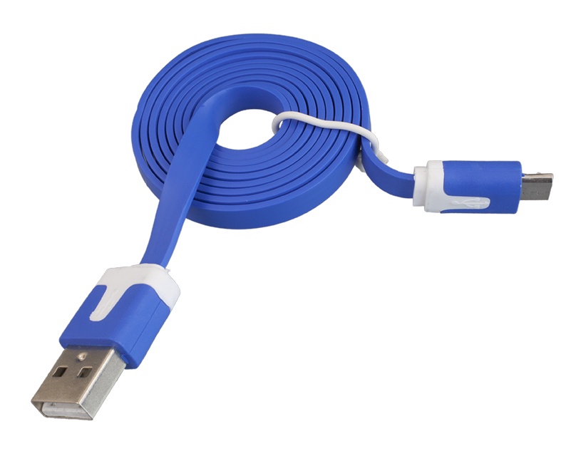 фото USB-Кабель Navitoch плоский microUSB, SG209, узкий синий 1м