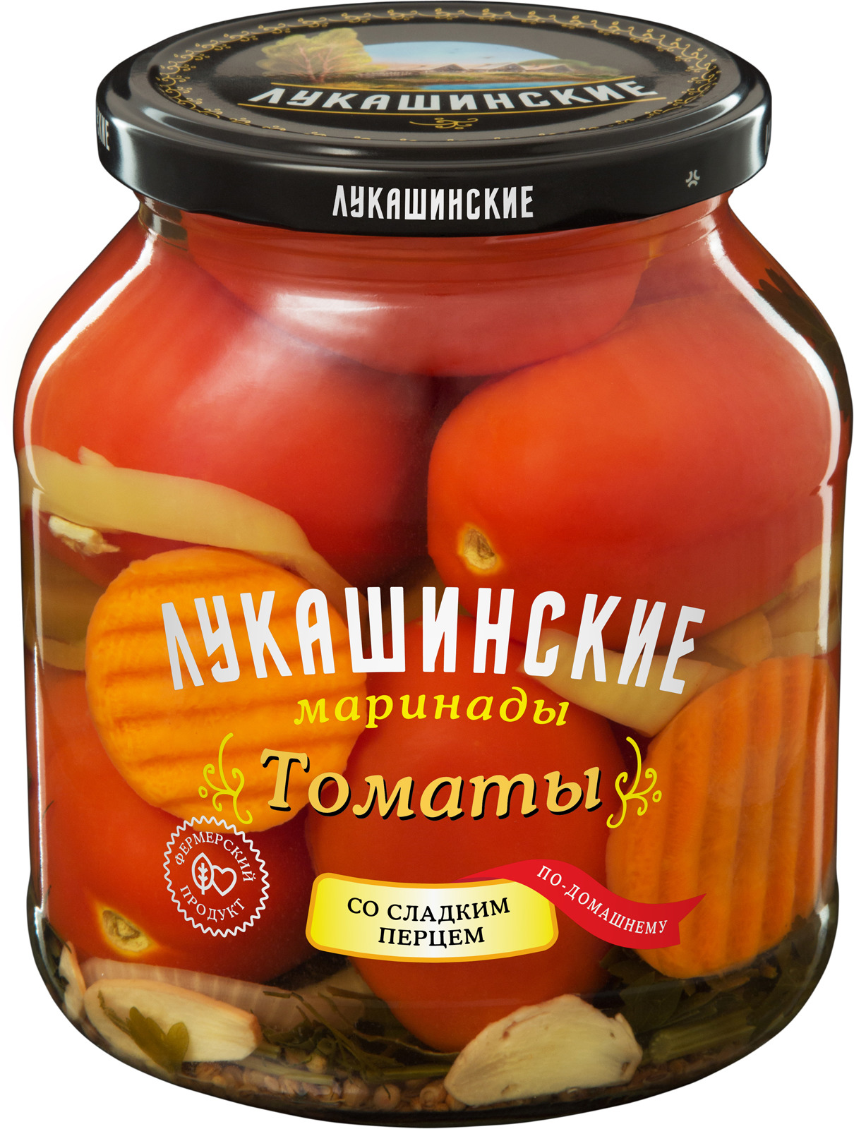 Лукашинские Томаты маринованные по-домашнему со сладким перцем, 670 г ...