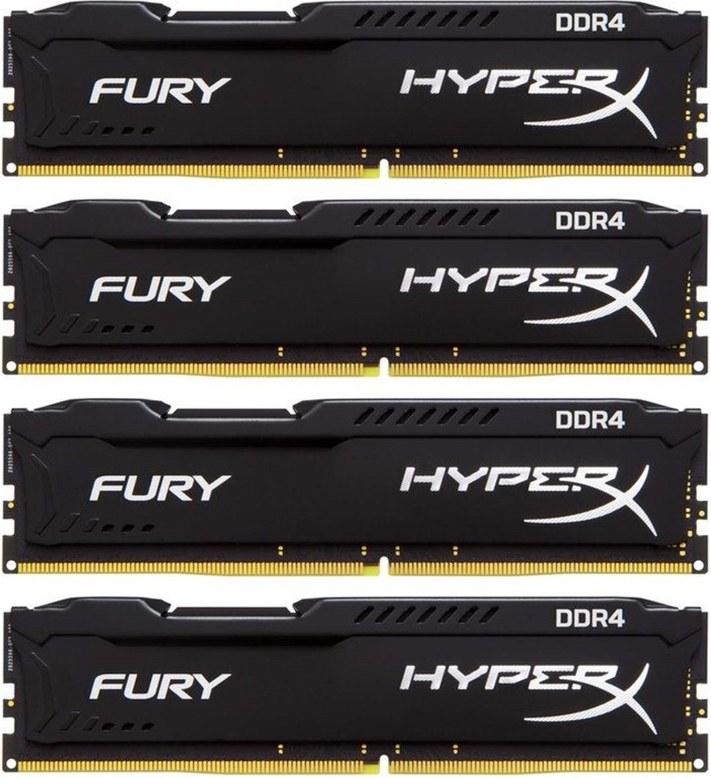 фото Комплект модулей оперативной памяти Kingston HyperX Fury DDR4 DIMM, 64GB (4х16GB), 2400MHz, CL15, HX424C15FBK4/64, black