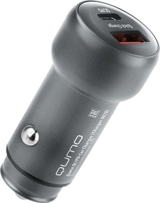 фото Автомобильное зарядное устройство QUMO Car Charger 0078 All QC/PD , 24387, темно-серый