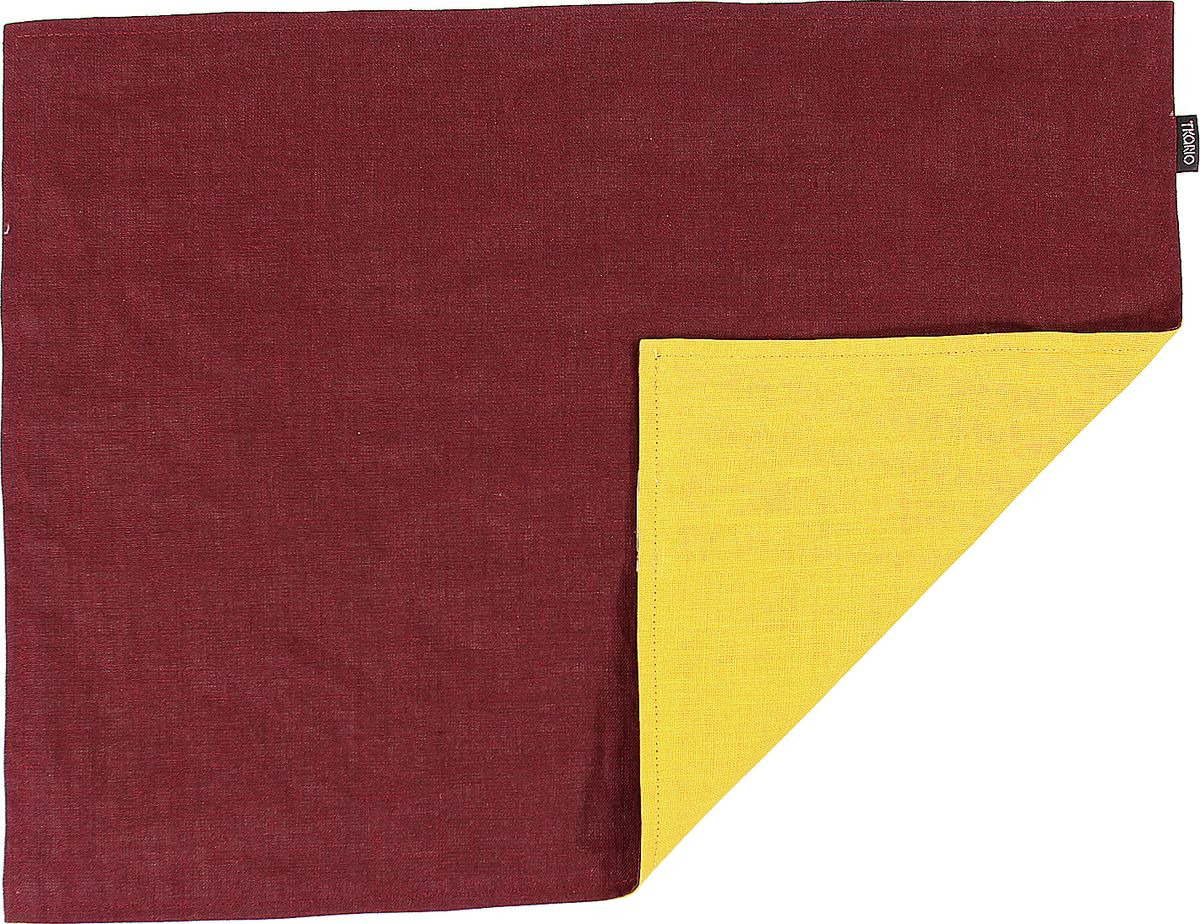 Салфетка столовая Tkano Essential, TK18-PM0015, двухсторонняя, с декоративной обработкой, бордовый, горчичный, 35 x 45 см