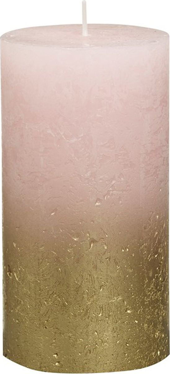 фото Свеча праздничная Bolsius Rustic, 103668646704, розовый, золотой, 13 х 6,8 см