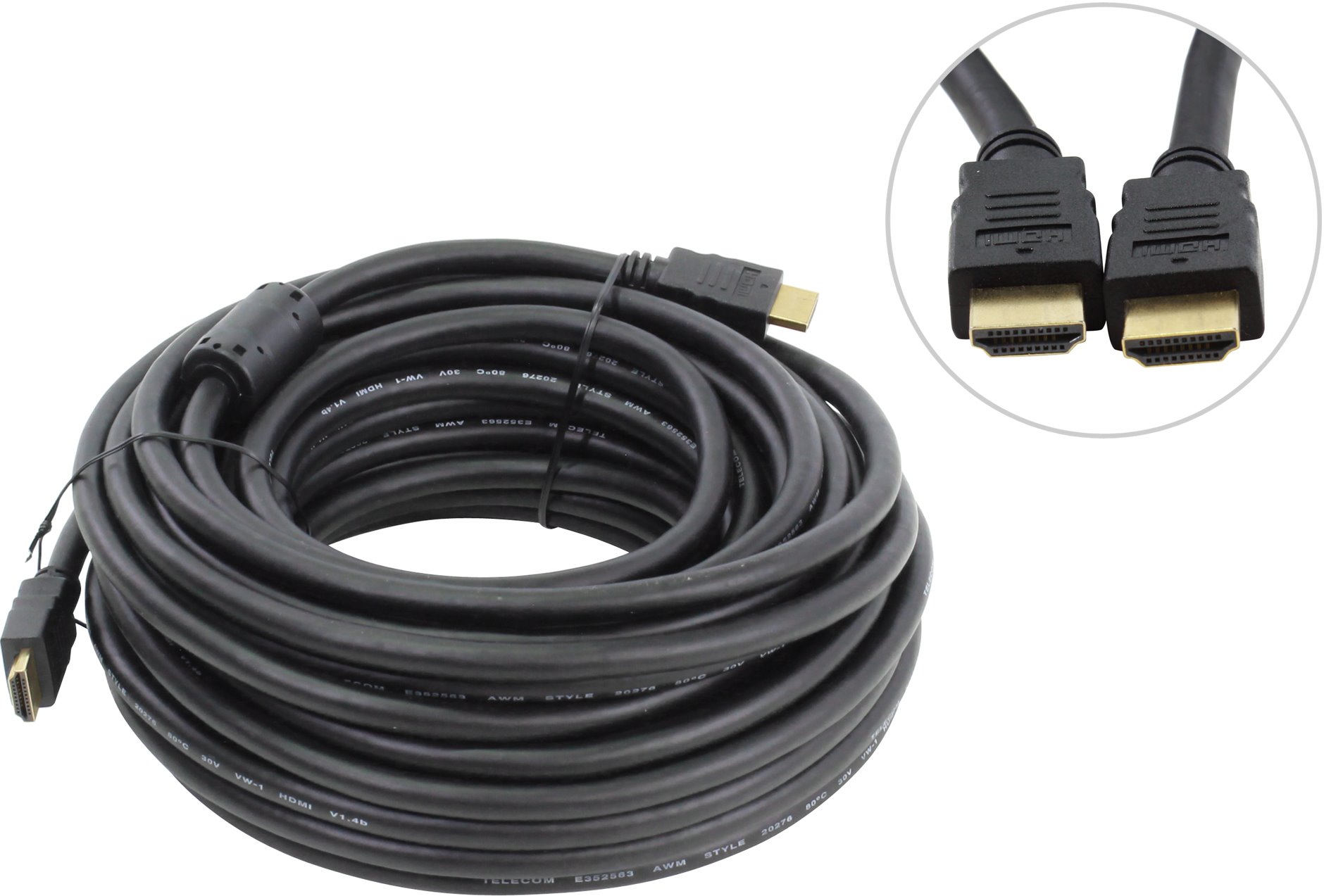 фото Кабель TELECOM HDMI 19M M 1.4V+3D, 15м 2 фильтра, CG511D-15M