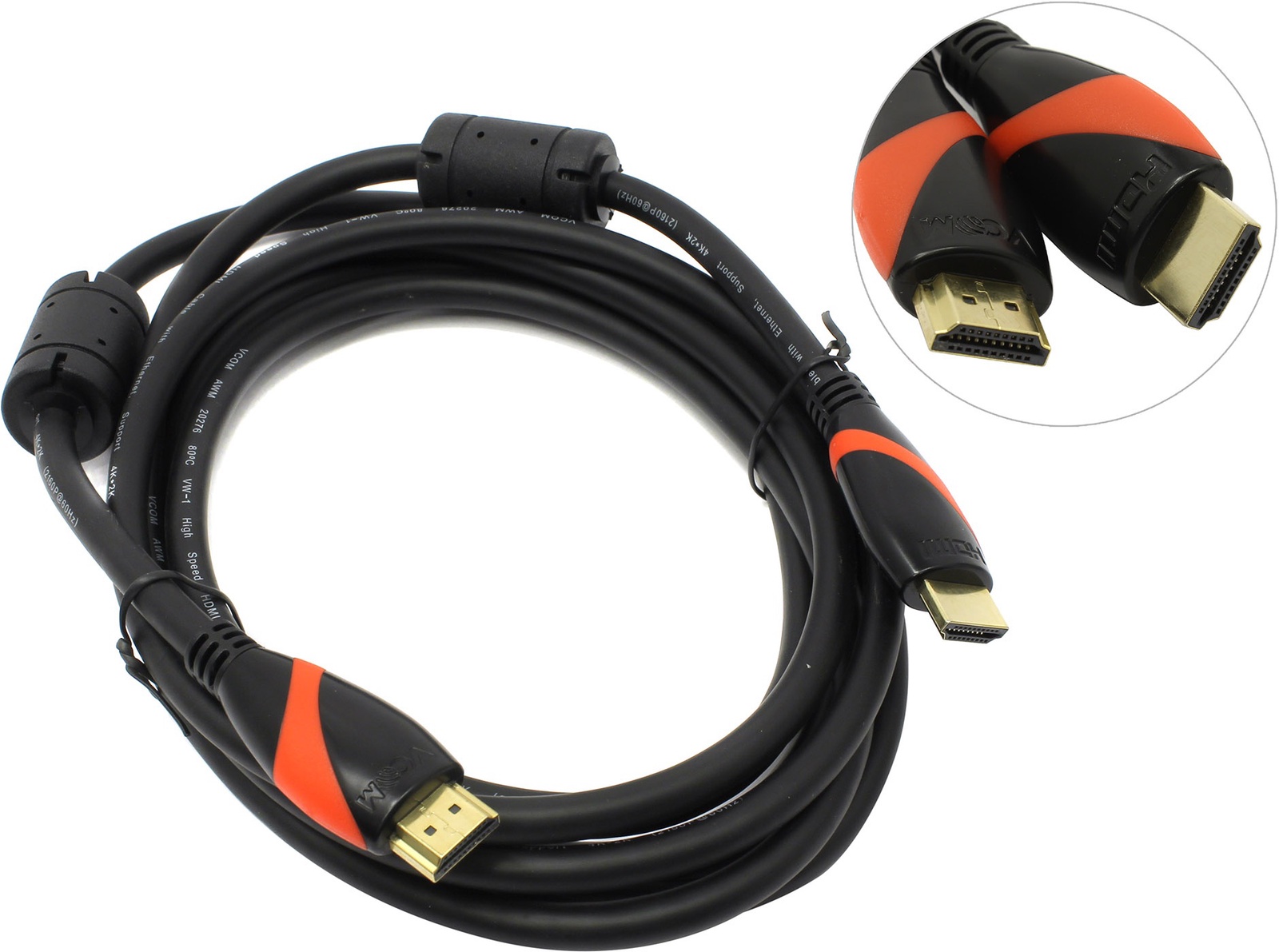 фото Кабель VCOM HDMI 19M/M, CG525D-R-3.0, черный, красный