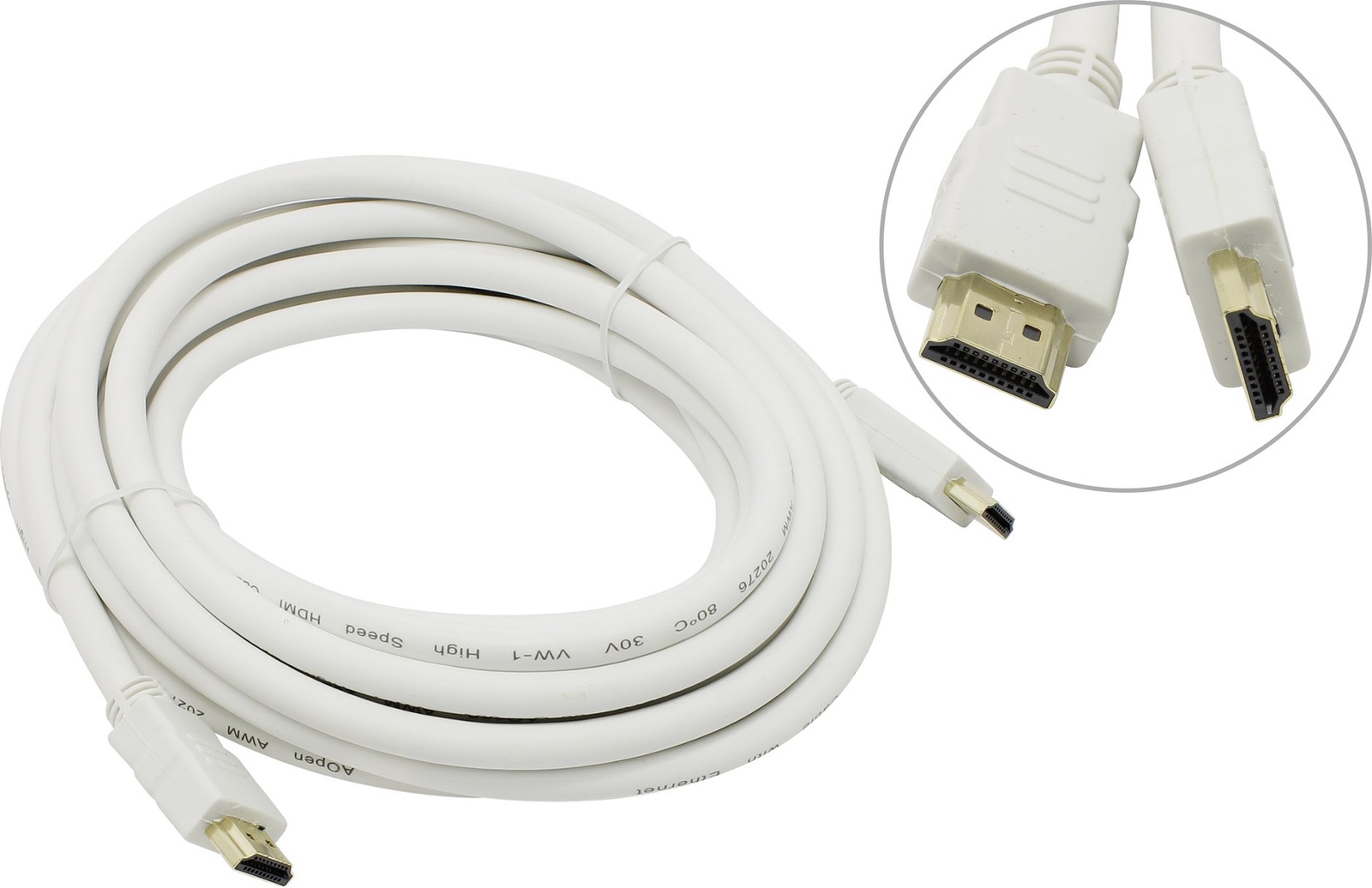 фото Кабель AOPEN HDMI 19M/M 1.4V+3D Ethernet ACG511W-5M 5m