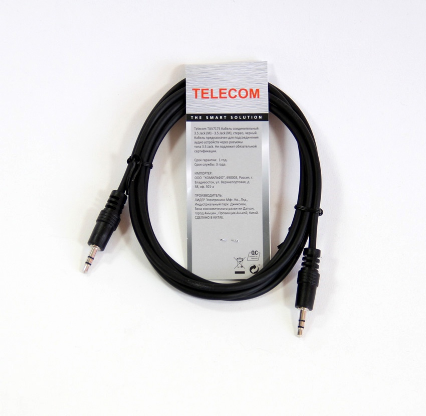 фото Кабель TELECOM 3.5 Jack M - 3.5 Jack M, TAV7175-1M, черный