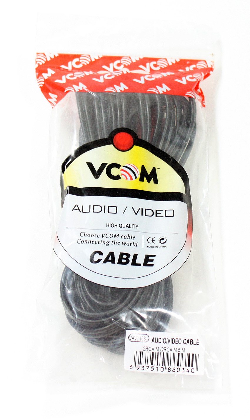 фото Кабель VCOM 2xRCA M - 2xRCA M, VAV7158-5M, черный