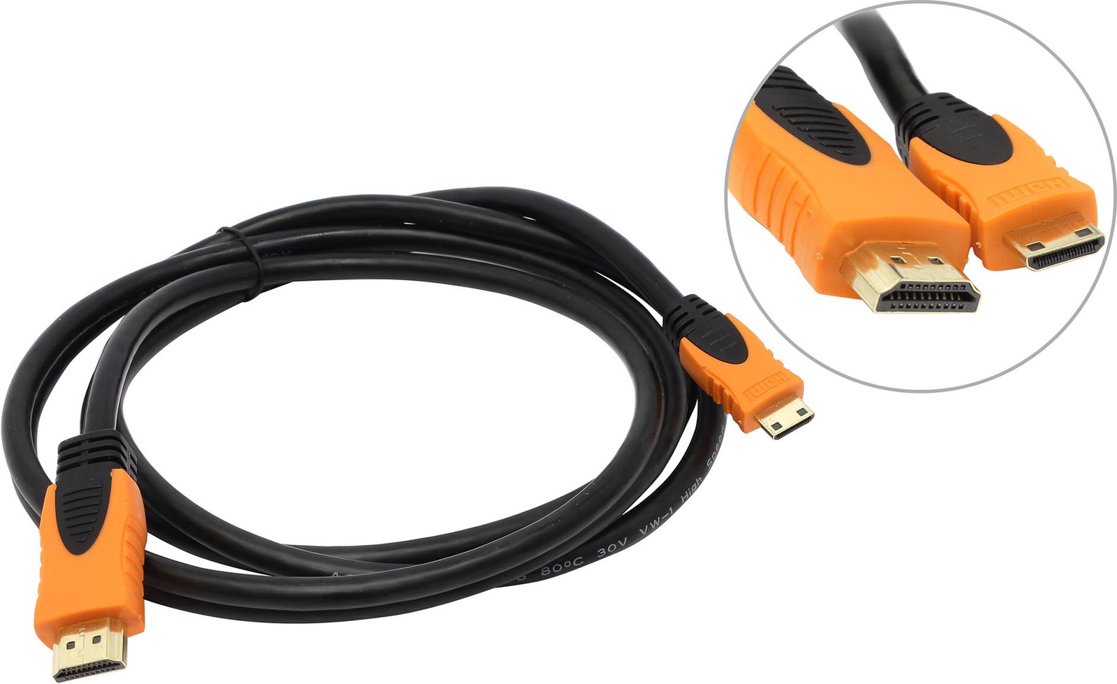 фото Кабель AOPEN HDMI to Mini-HDMI 19M M 1.4V+3D Ethernet ACG582O-1.8M Blister, ACG582O-1.8M