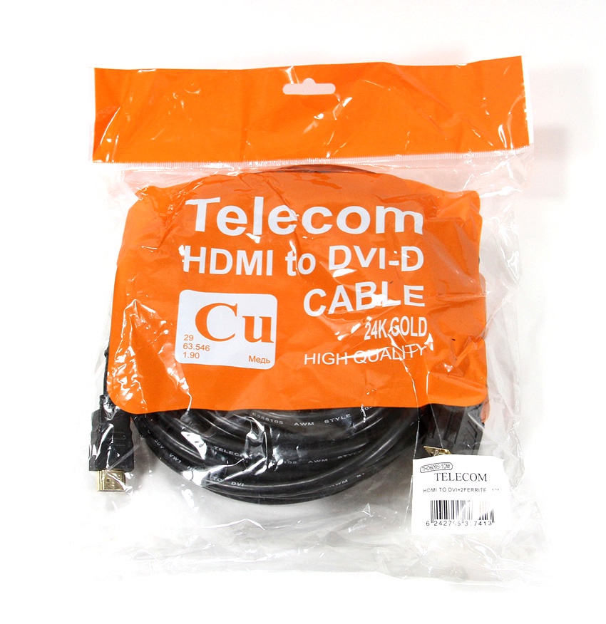 фото Кабель TELECOM HDMI to DVI-D 19M -19M 2 фильтра, 10м, CG480F-10M