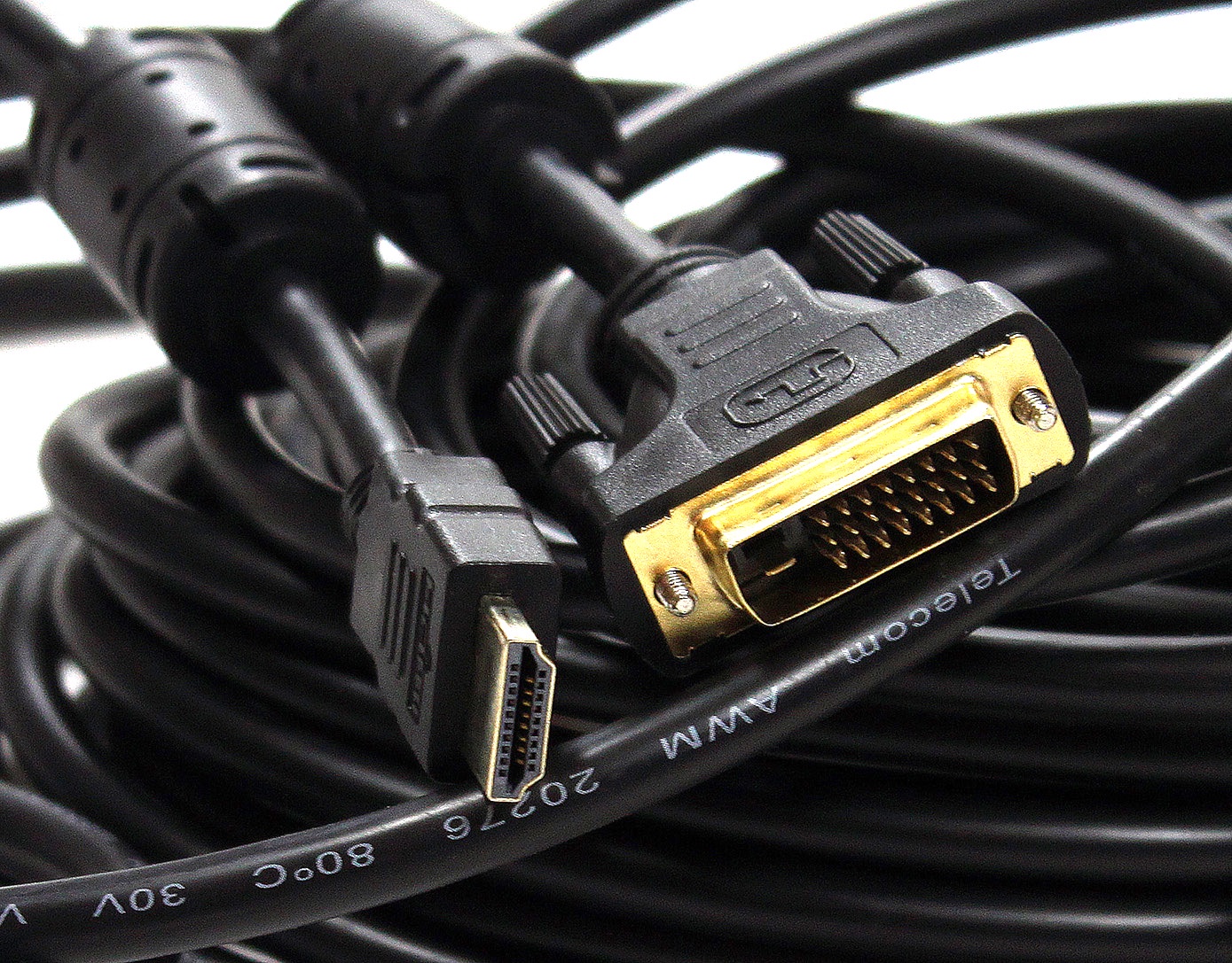 фото Кабель TELECOM HDMI to DVI-D Dual Link 19M -25M 5м, 2 фильтра, CG481F-5M, CG481F-5M