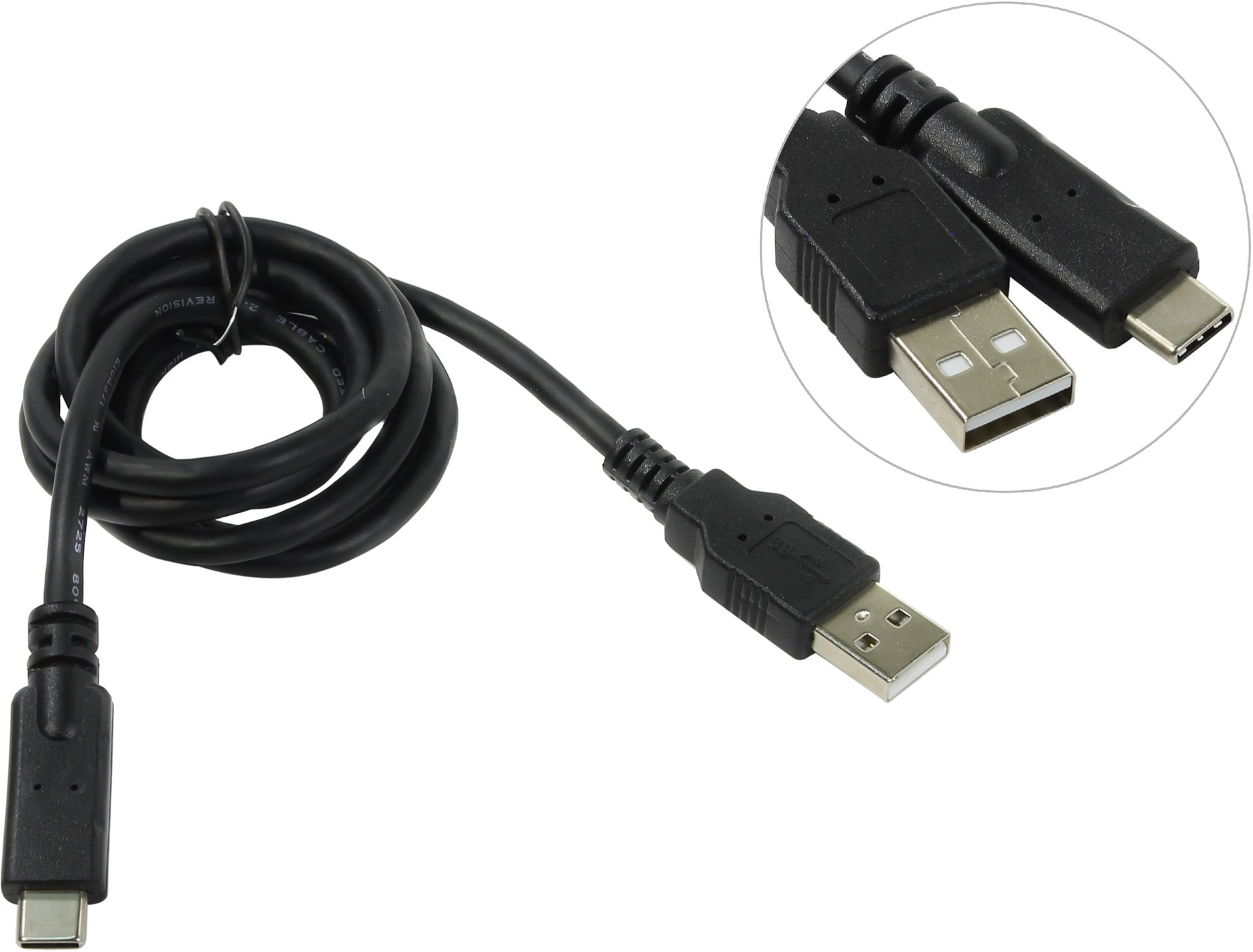 фото Кабель VCOM USB 3.1 Type-CM → USB 2.0 AM, CU405, черный