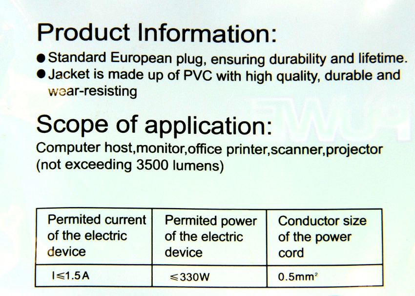 фото Кабель AOPEN UPS → VDE, ACE001-1.8M, черный