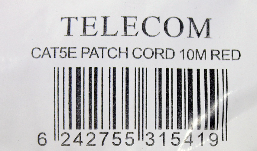 фото Патч-корд TELECOM UTP кат.5е 10 м, NA102-R-10M