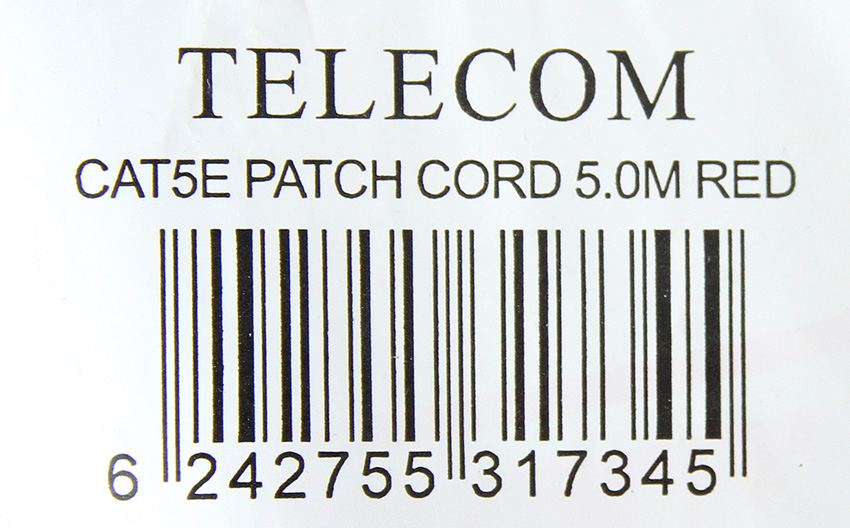 фото Патч-корд TELECOM UTP кат.5е, NA102-R-5M, красный