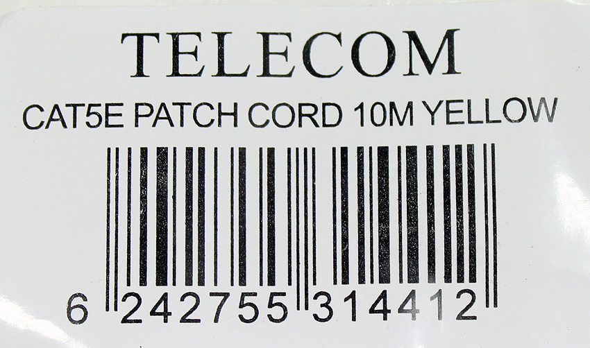 фото Патч-корд TELECOM UTP кат.5е 10 м, NA102-Y-10M