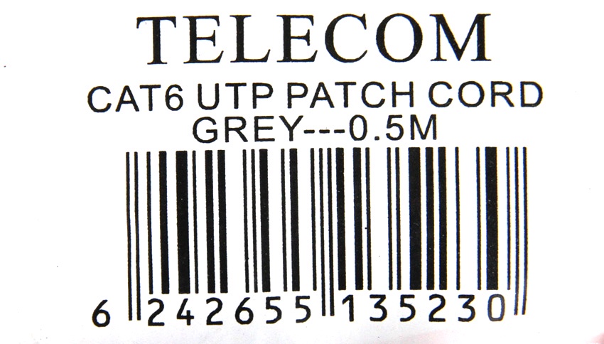 фото Патч-корд TELECOM UTP кат.6, NA102-UTP-C6-0.5M, серый