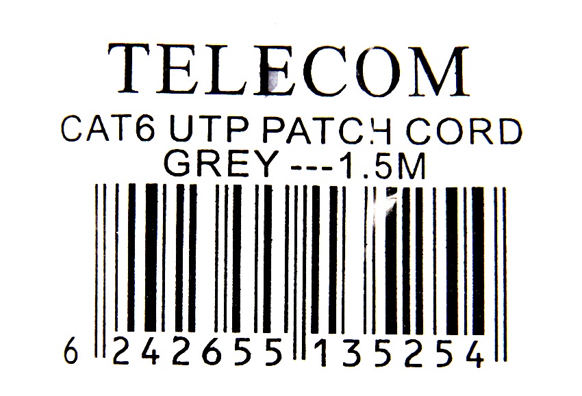 фото Патч-корд TELECOM UTP кат.6, NA102-UTP-C6-1.5M, серый