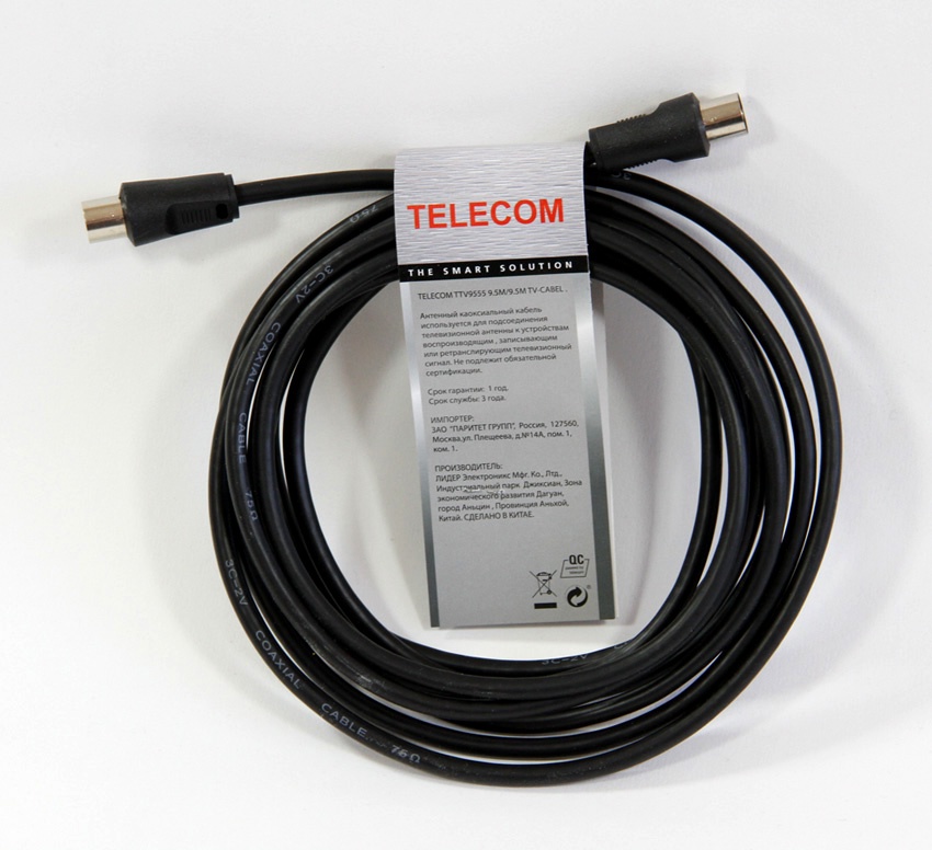 фото Кабель TELECOM ТВ-М→ТВ-M, TTV9555-3M, черный