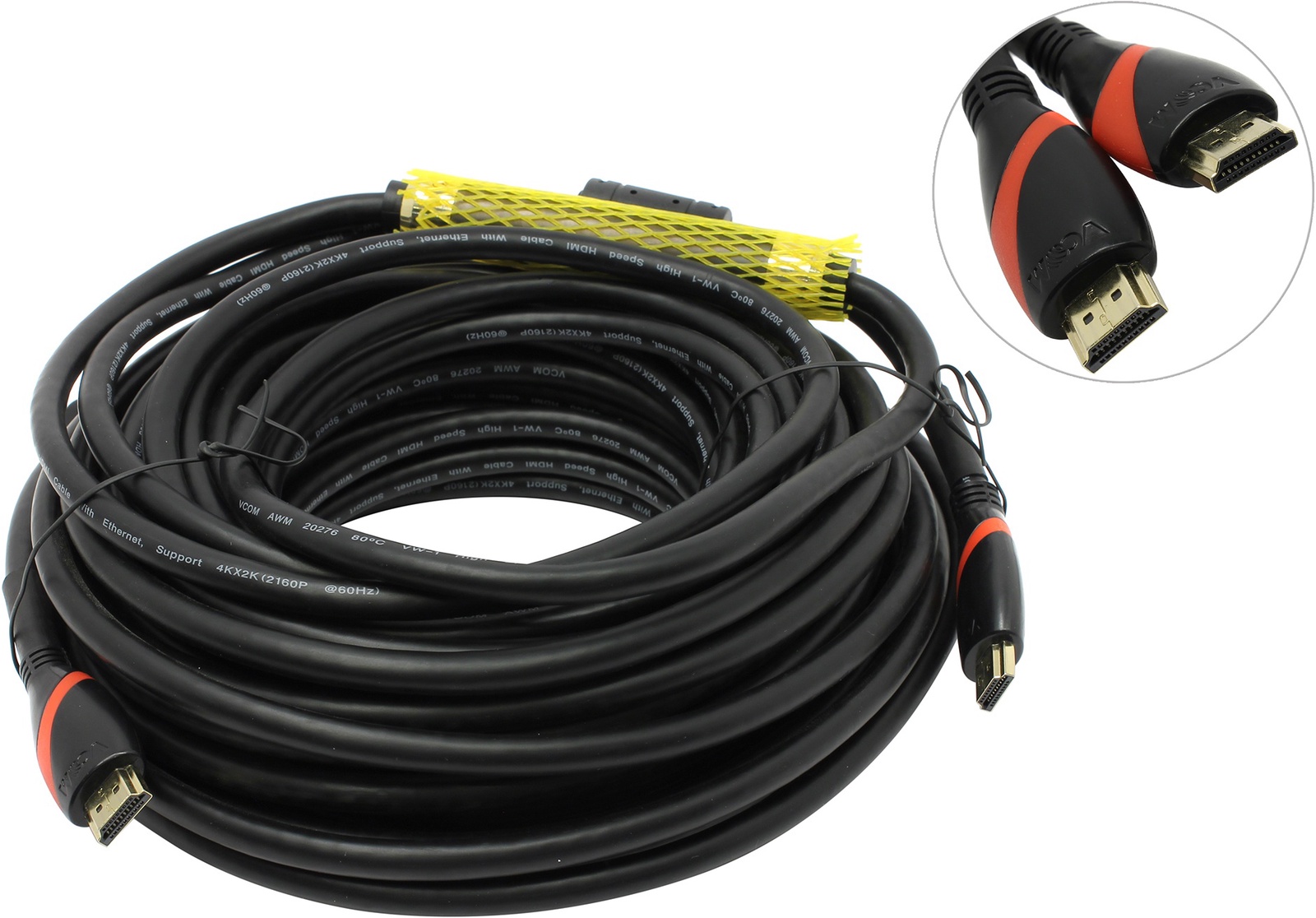 фото Кабель VCOM HDMI 19M M ver. 2.0, 2 фильтра, с усилителем, 20m CG525D-R-20.0, CG525D-R-20.0