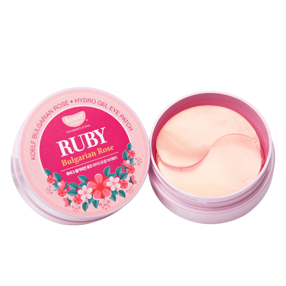 фото Гидрогелевые патчи для кожи вокруг глаз Petitfee с рубиновой пудрой Koelf Ruby & Bulgarian Rose Eye Patch