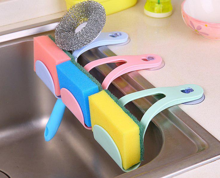 фото Держатель кухонный MARKETHOT на присоске, голубой, розовый, светло-зеленый