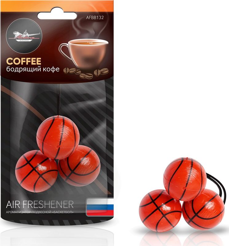 фото Освежитель воздуха Airline "Баскетбол Бодрящий кофе", подвесной, АВТОЛГ_311, красный