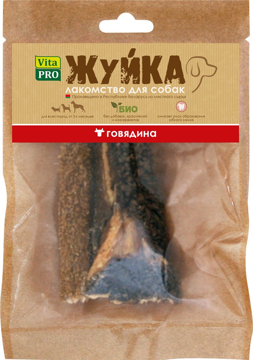 Лакомство для собак сушеное Vita Pro Жуйка Рубец говяжий, темный, 35 г