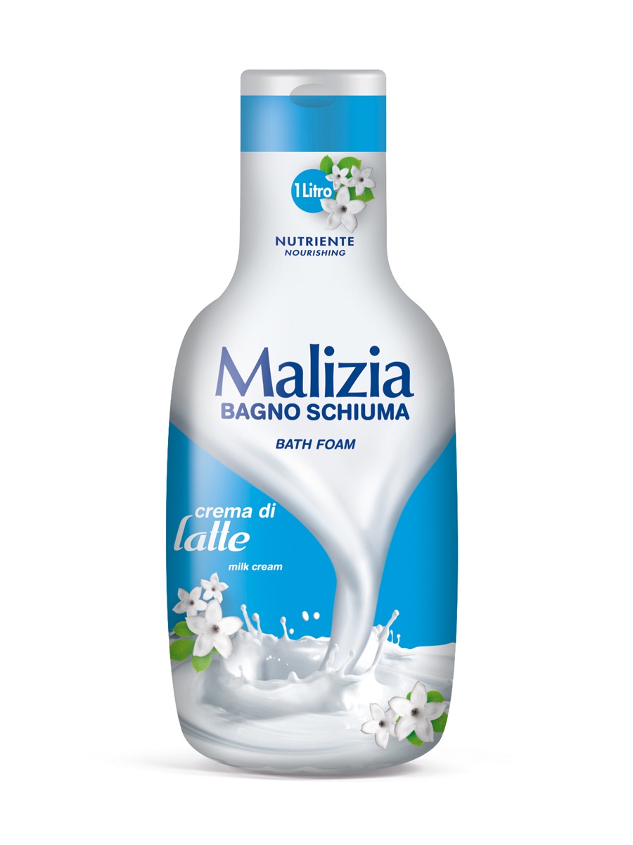 Пена для ванны Malizia для душа и ванны молоко 
