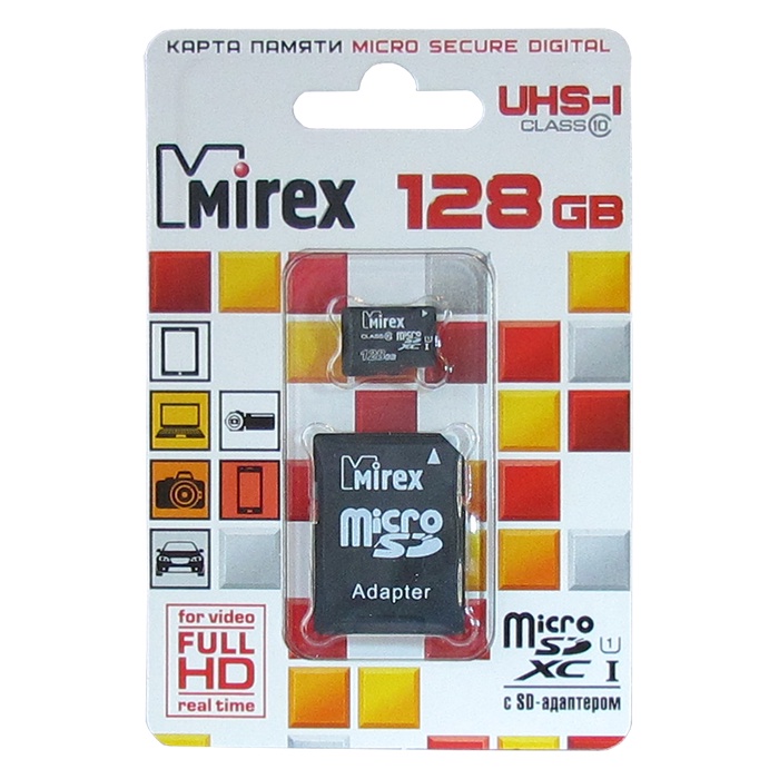 фото Карта памяти Mirex 128GB UHS-I U1, 13613-AD10S128