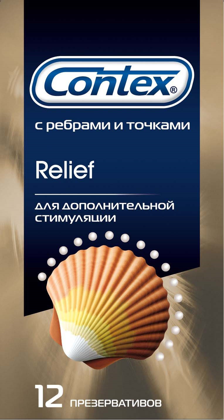 Contex Relief Презервативы с ребрами и точками для дополнительной стимуляции, 12 шт - изображение