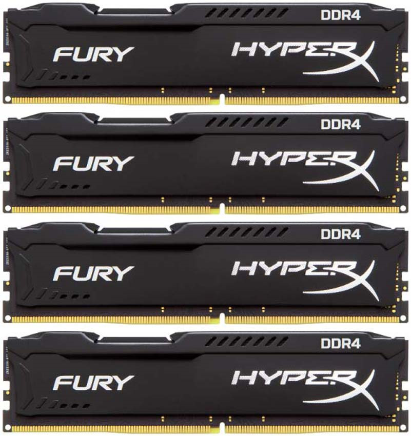 фото Комплект модулей оперативной памяти Kingston HyperX Fury DDR4 DIMM, 16GB (4х4GB), 2666MHz, CL15, HX426C15FBK4/16, black