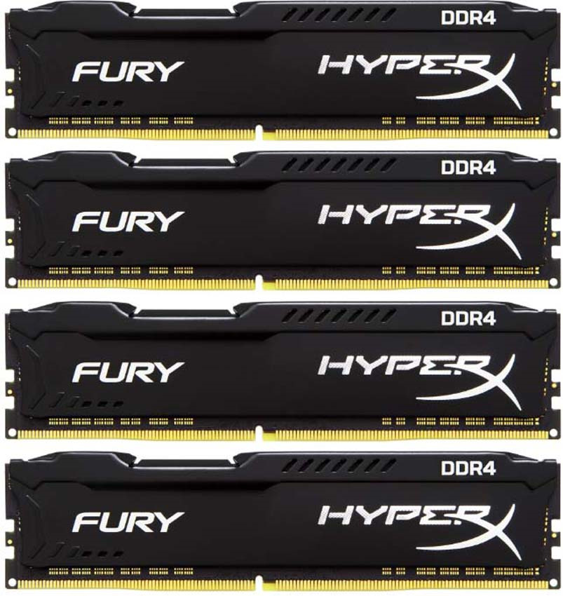 фото Комплект модулей оперативной памяти Kingston HyperX Fury DDR4 DIMM, 64GB (4х16GB), 2666MHz, CL16, HX426C16FBK4/64, black