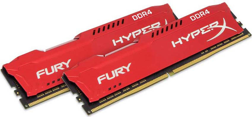 фото Комплект модулей оперативной памяти Kingston HyperX Fury DDR4 DIMM, 16GB (2х8GB), 2666MHz, CL16, HX426C16FR2K2/16, red