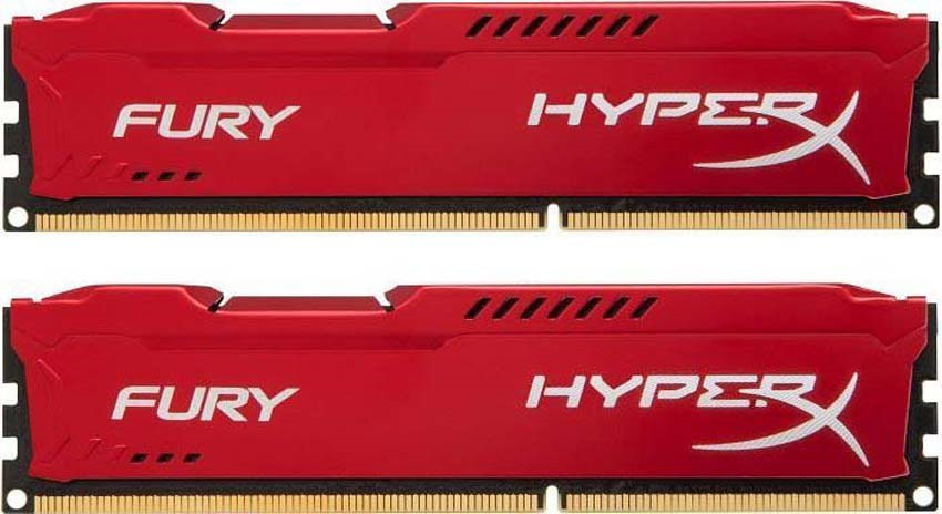 фото Комплект модулей оперативной памяти Kingston HyperX Fury DDR4 DIMM, 16GB (2х8GB), 3466MHz, CL19, HX434C19FR2K2/16, red