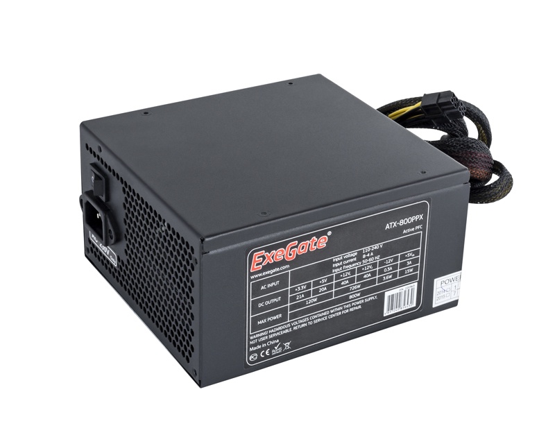Блок питания 800W Exegate 800PPX RTL, ATX, black, APFC, 14cm, PCI-E, 4 IDE, 5 SATA, FDD Блок питания 800W Exegate 800PPX RTL, ATX, black, APFC, 14cm, PCI-E, 4 IDE, 5 SATA, FDD