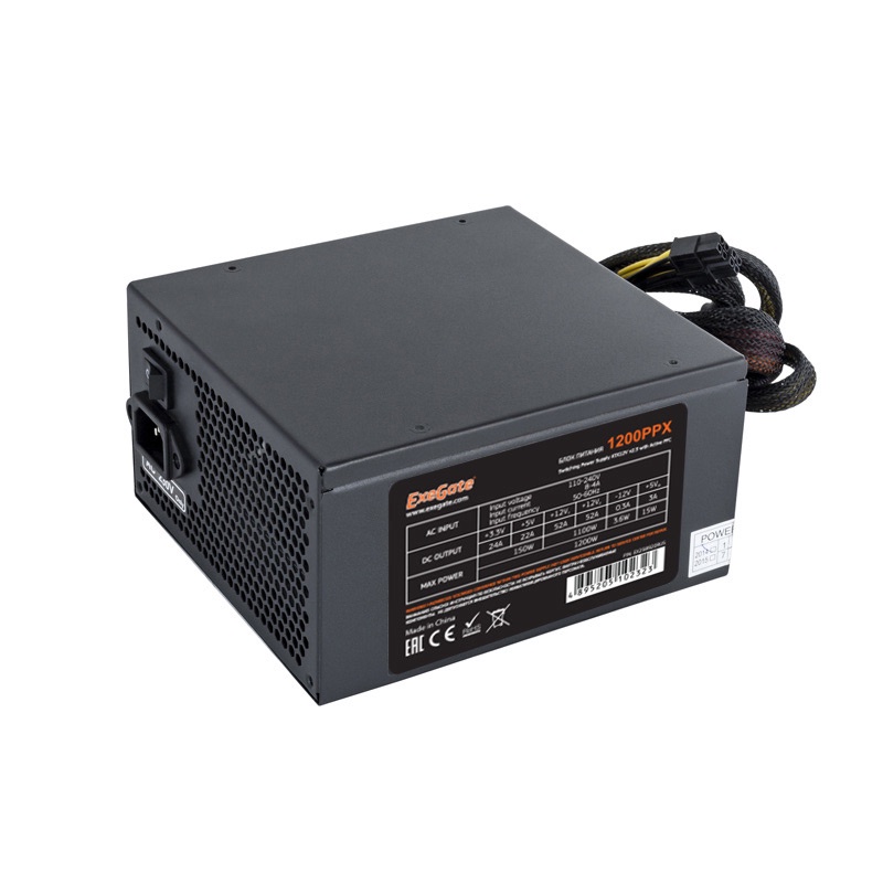 Блок питания 1200W Exegate 1200PPX RTL, ATX, black, active PFC, 14cm, PCI-E, 5 SATA, 4 IDE Блок питания 1200W Exegate 1200PPX RTL, ATX, black, active PFC, 14cm, PCI-E, 5 SATA, 4 IDE