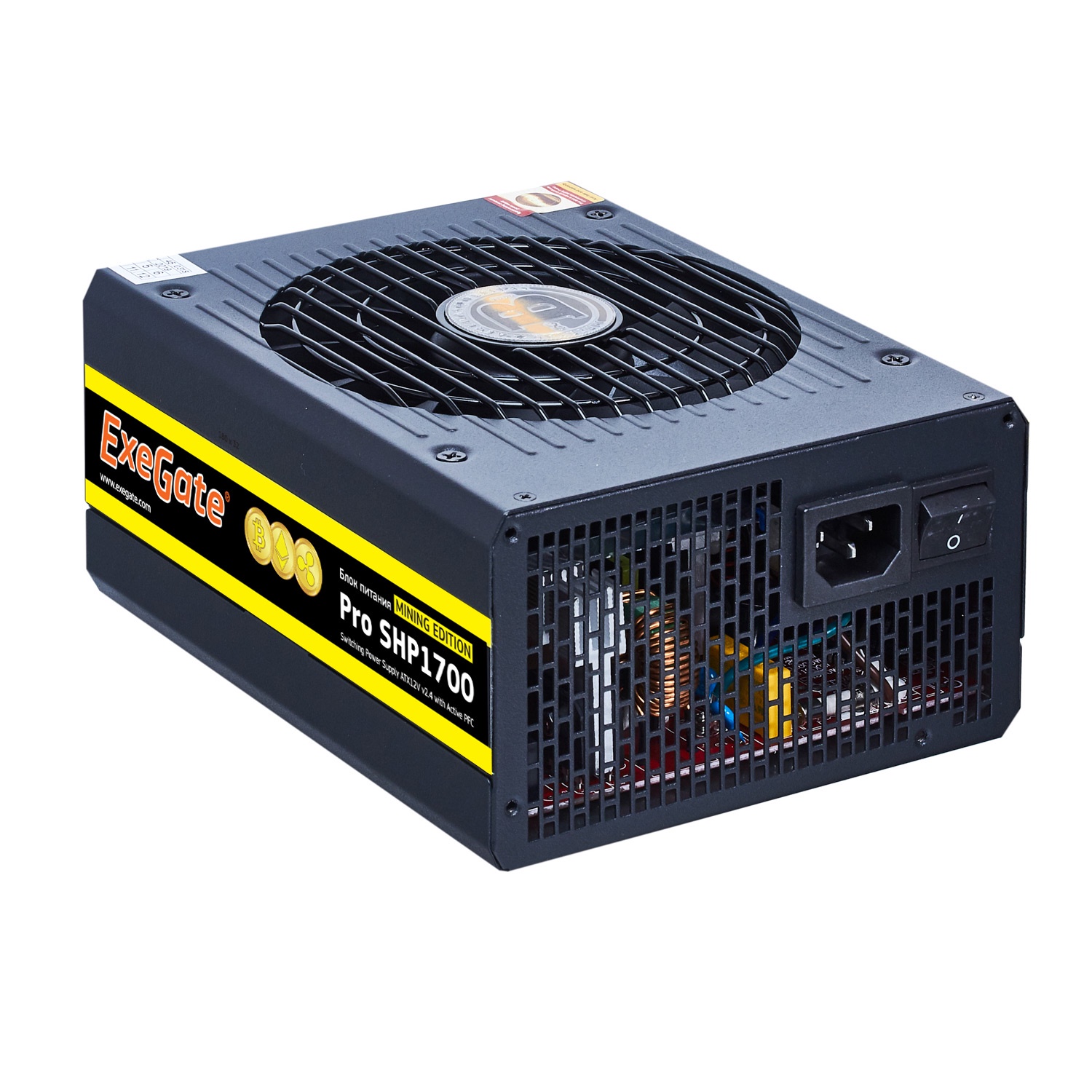 фото Блок питания 1700W Exegate Pro SHP1700 mining, КПД 88, ATX, black, APFC, 14cm, 2 PCI-E