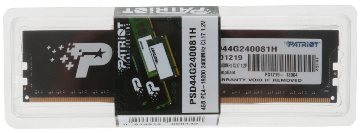 фото Модуль оперативной памяти Patriot DDR4 DIMM 4Gb 2400МГц (PSD44G240081H) Patriot memory