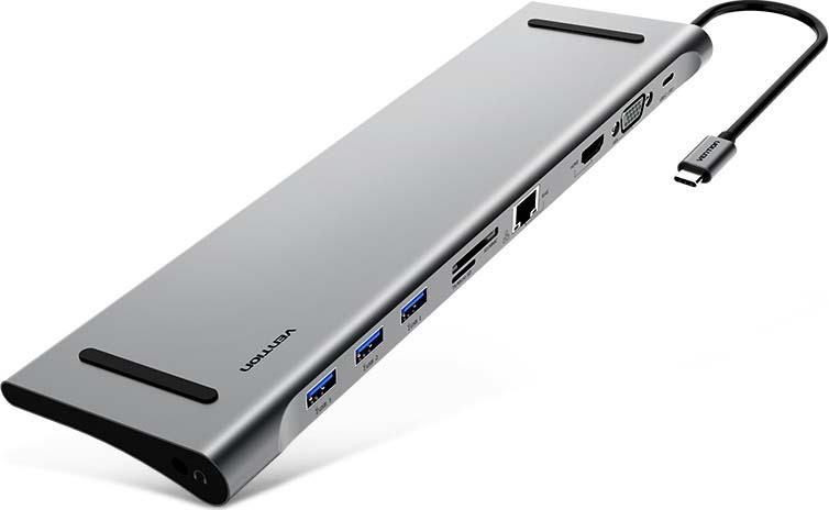 Мультифункциональная док-станция Vention USB Type C 10 в 1, CMCHB, серый металлик цена Мультифункциональная док-станция Vention USB Type C 10 в 1, CMCHB, серый металлик цены онлайн