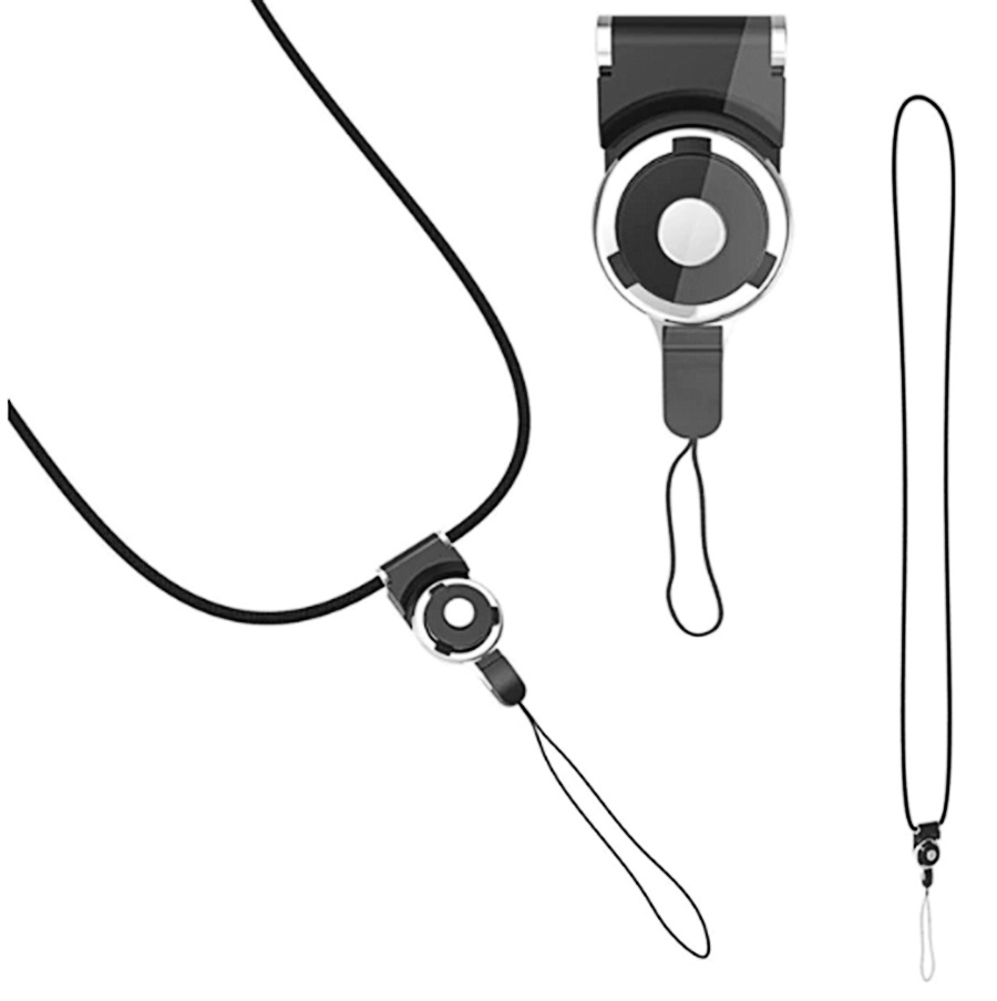 Шнурок для телефона Мобильная Мода Шнурок на шею для телефона с колечком, черный