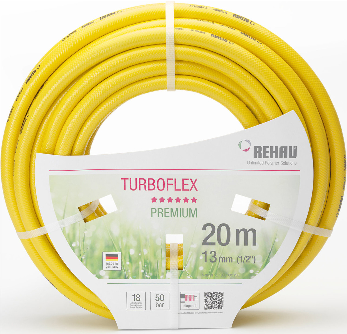 фото Шланг поливочный Rehau Премиум Turboflex, 10937881600, желтый, 13 мм (1/2"), длина 20 м