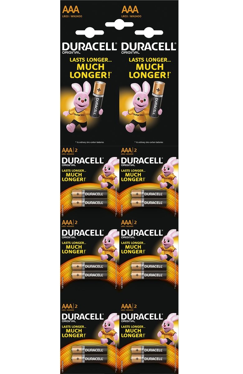 фото Батарейка DURACELL LR03 отрывной BASIC 2*6 BL12  (цена за 12 шт.)